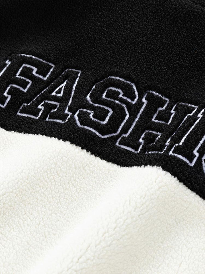 Teddy Fleece Patchwork Zip Up Jacket
