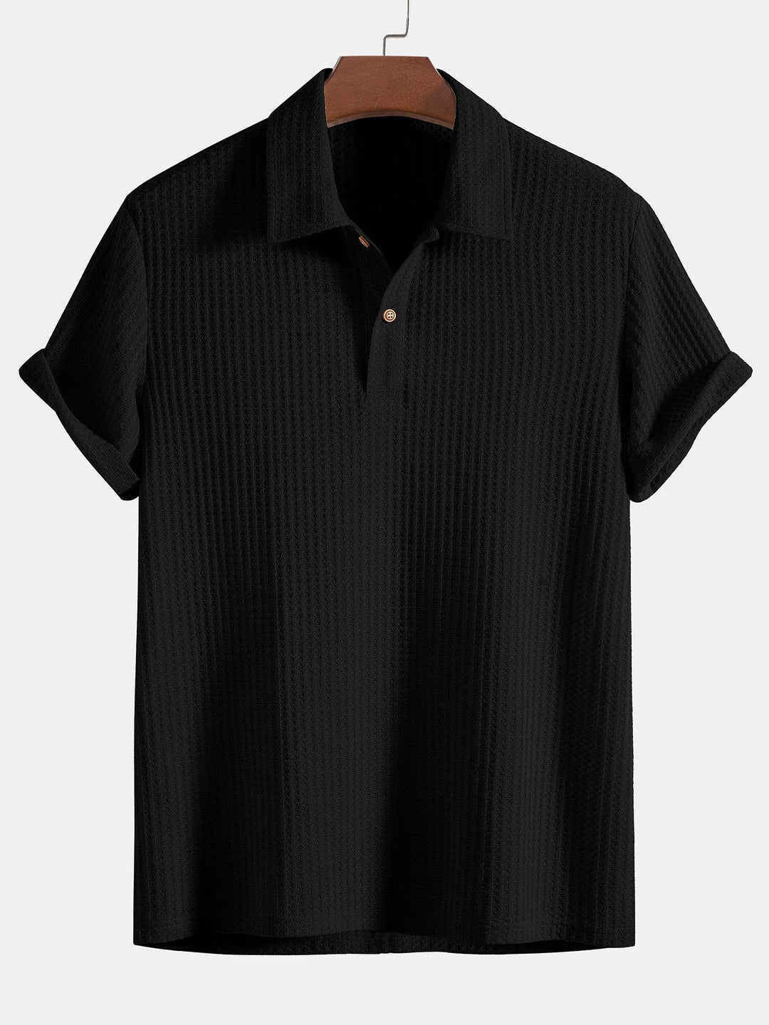 Knitted Waffle Polo Shirt &amp; Waffle Drawstring Shorts