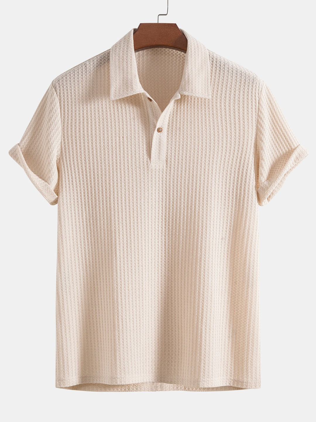 Knitted Waffle Polo Shirt &amp; Waffle Drawstring Shorts