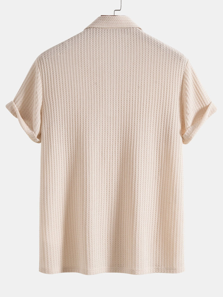 Knitted Waffle Polo Shirt &amp; Waffle Drawstring Shorts