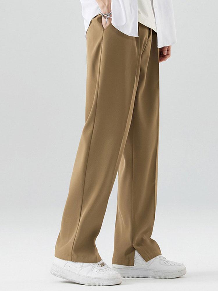 Slit Hem Pleated Trousers