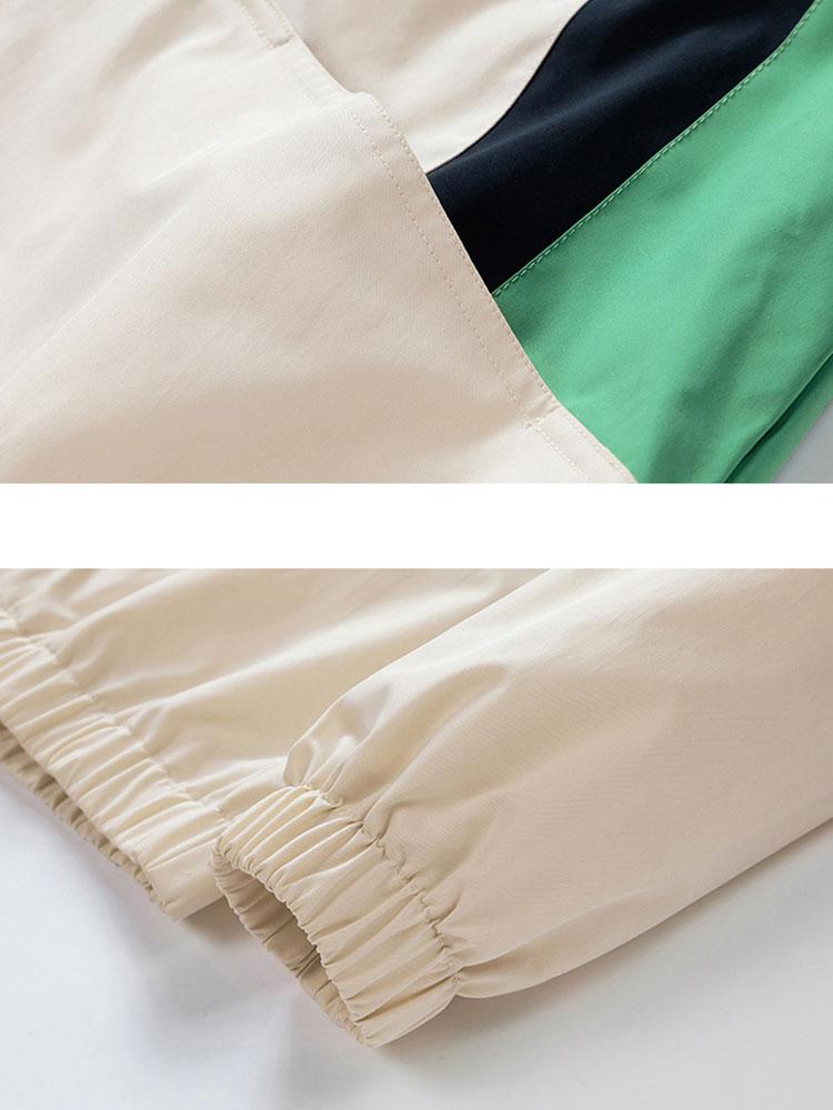 Relax Fit Color Block Hooded Windbreaker