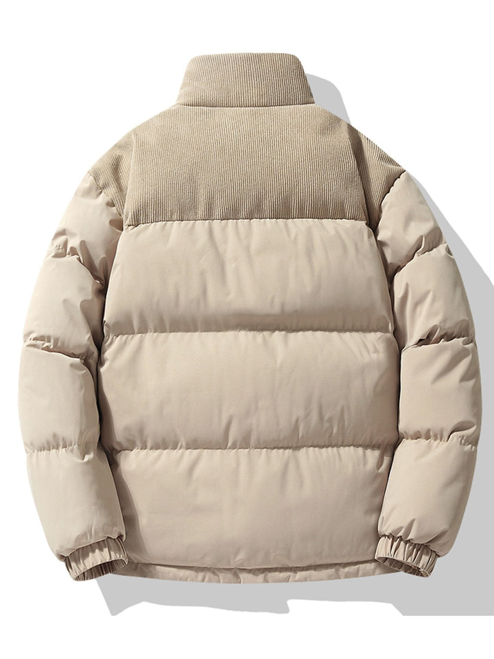 Corduroy Patchwork Puffer Jacket
