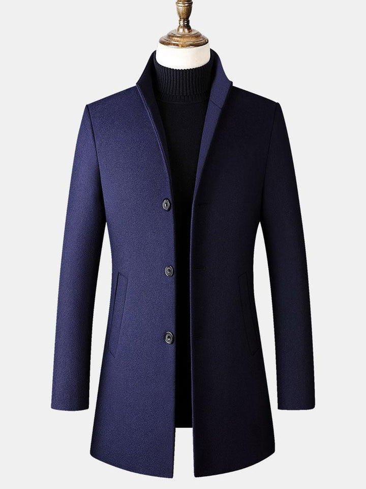 Funnel Neck Woolen Overcoat