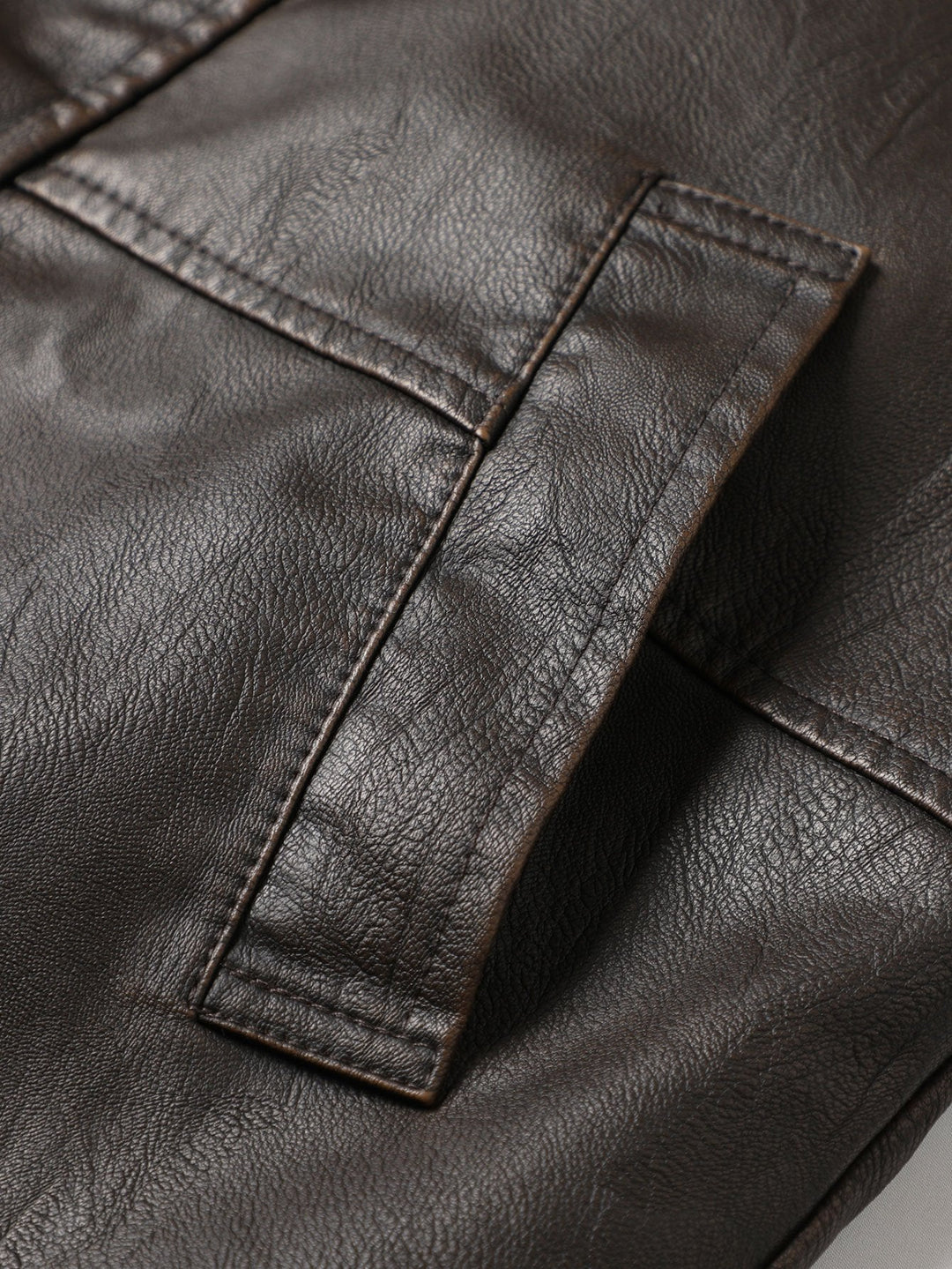 Long Lined Faux Fur Lined PU Leather Overcoat