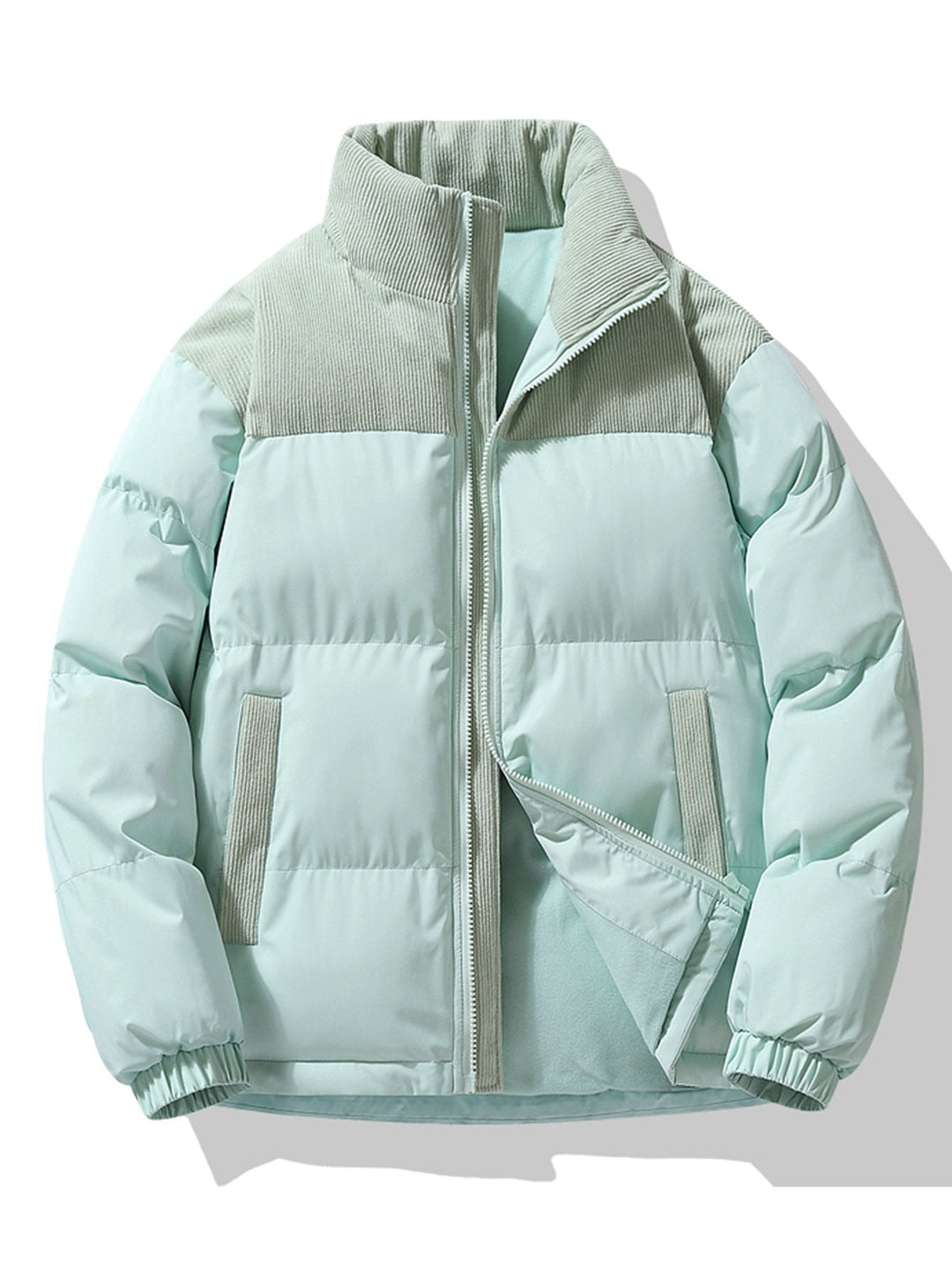 Corduroy Patchwork Puffer Jacket