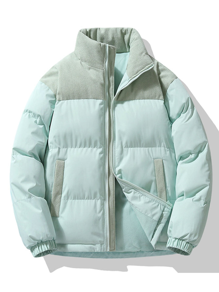 Corduroy Patchwork Puffer Jacket