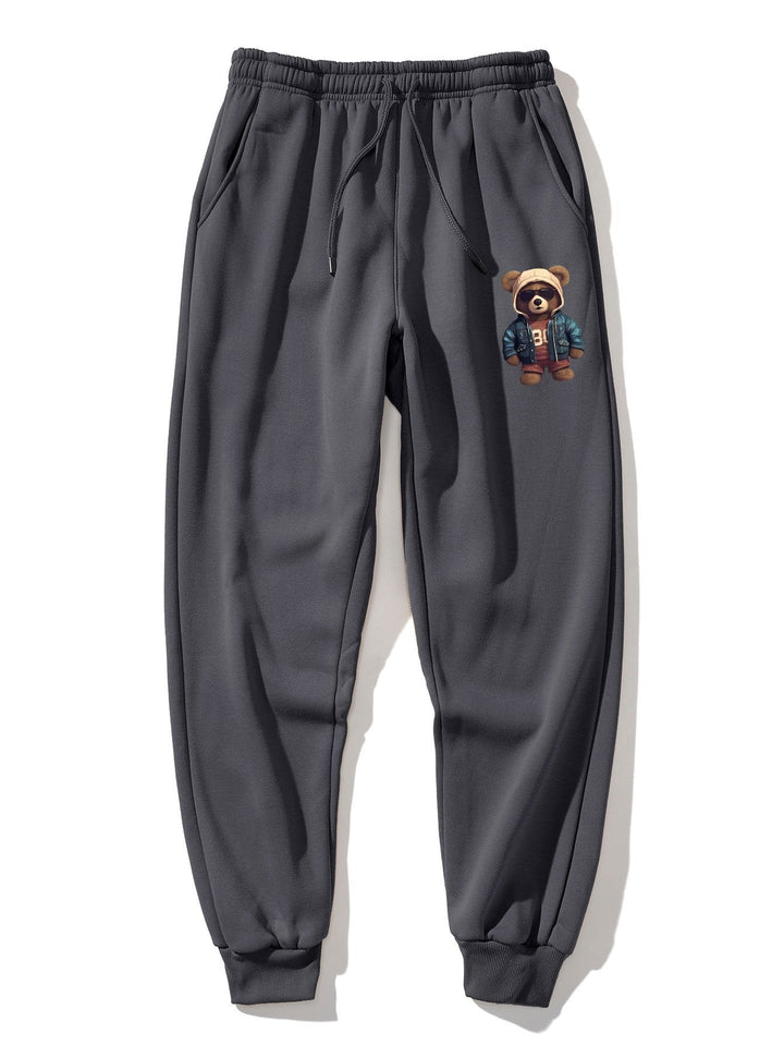 Bear In Leather Jacket Print Jogger Pants
