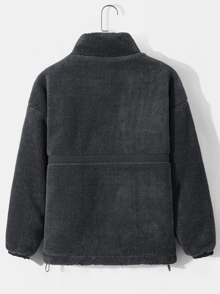 Quilted Lined Teddy Fleece Zip Up Coat