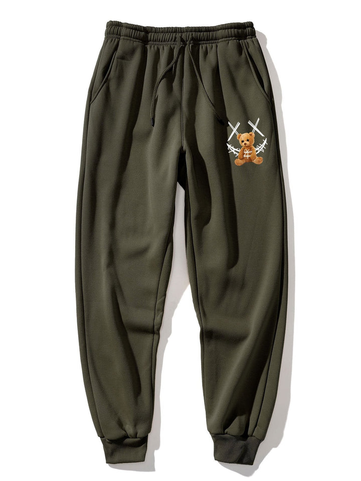 Graffiti Smiley Bear Print Jogger Pants