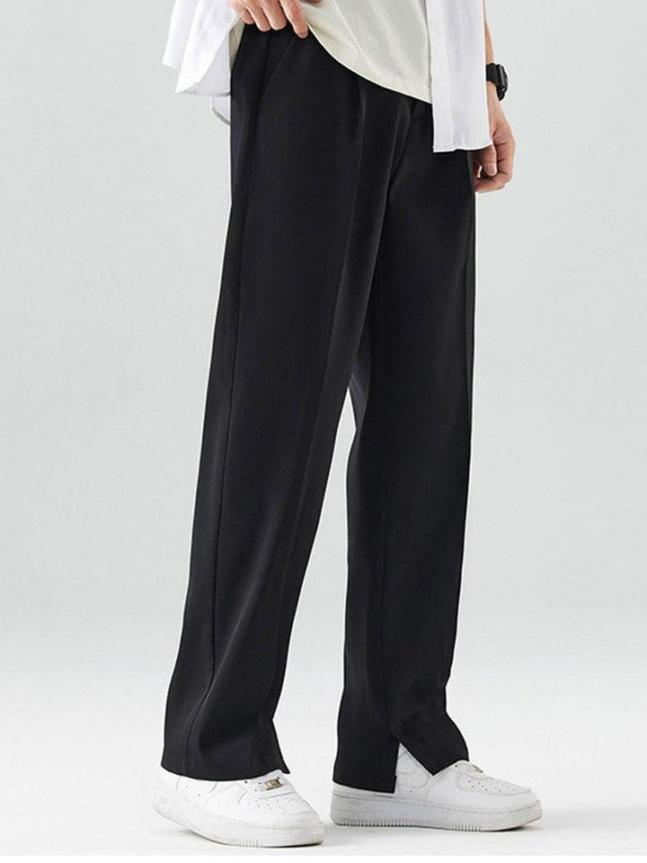 Slit Hem Pleated Trousers