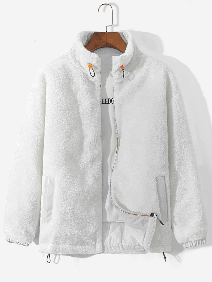Quilted Lined Teddy Fleece Zip Up Coat