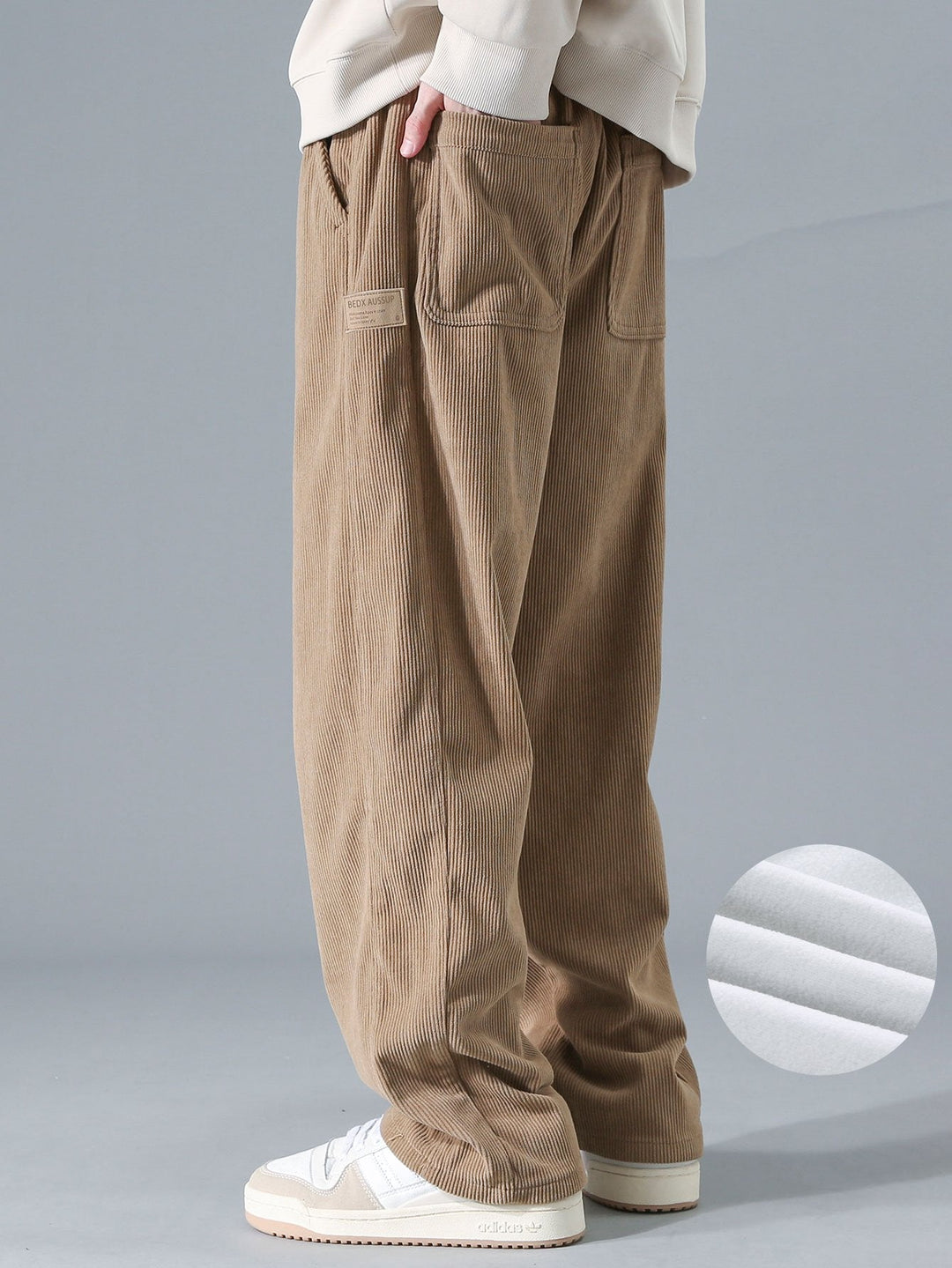 Polar Fleece Lined Straight Leg Corduroy Pants