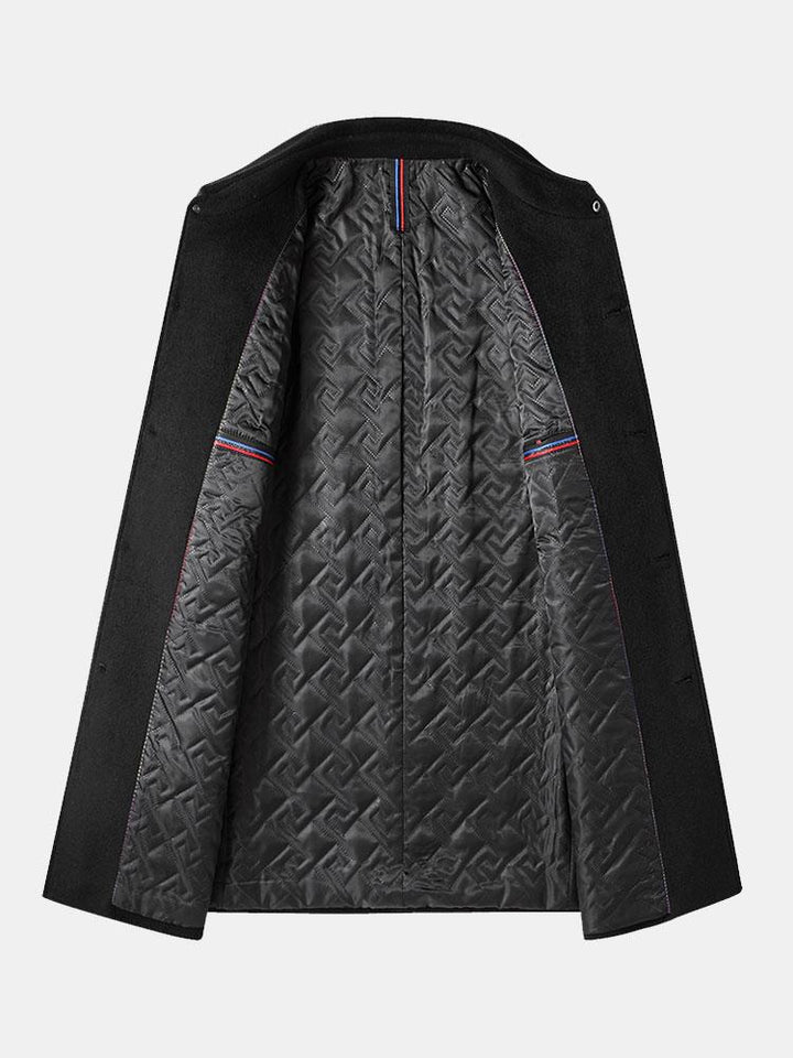 Quilted Lined Wool Blend Lapel Overcoat