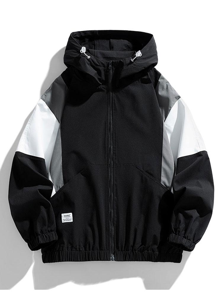 Relax Fit Color Block Hooded Windbreaker