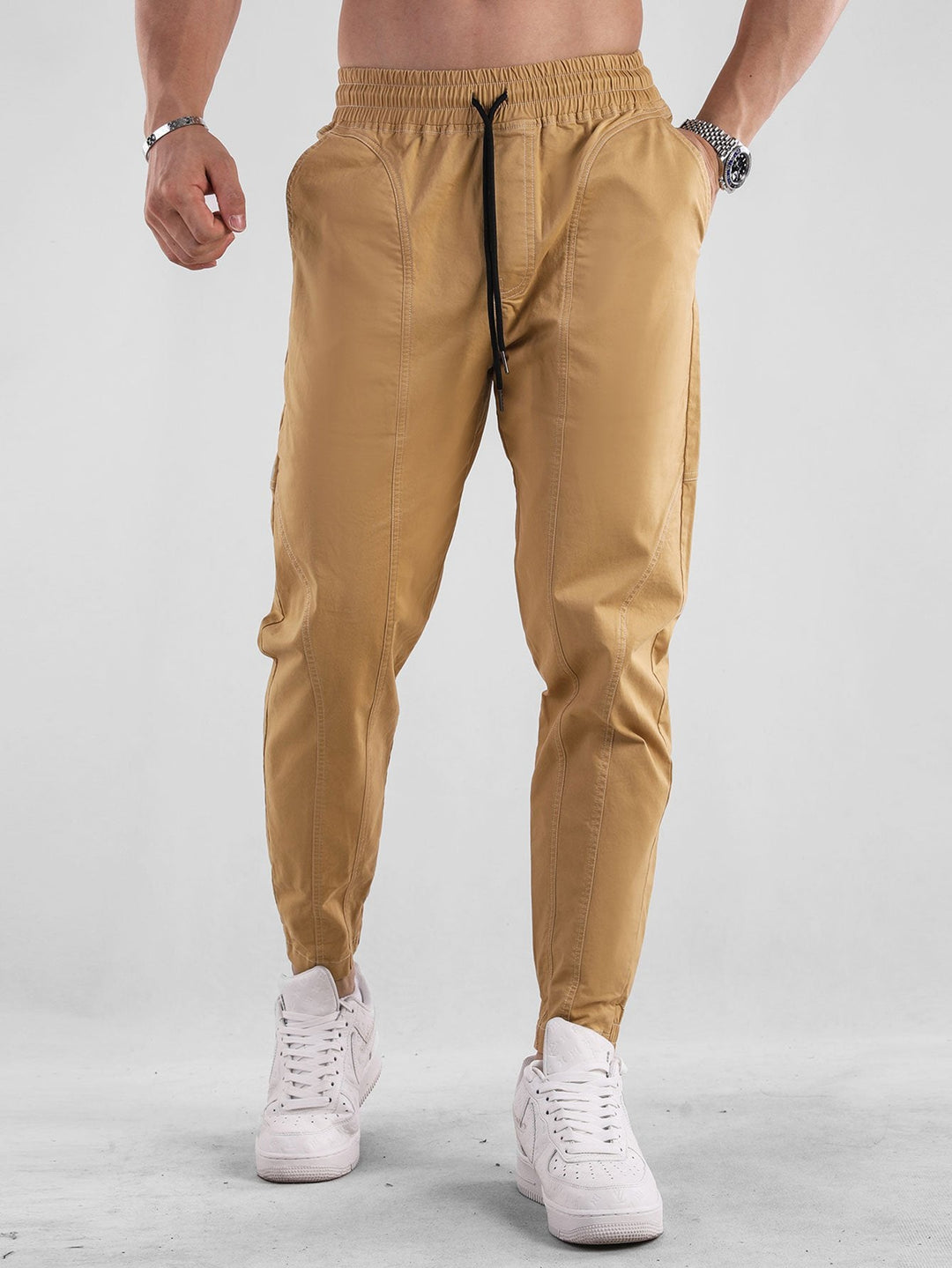 Contrast Stitching Chino Jogging Pants