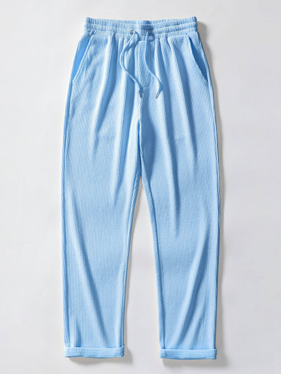 Short Sleeved V-Neck Ribbed Polo &amp; Straight Leg Ribbed Pants