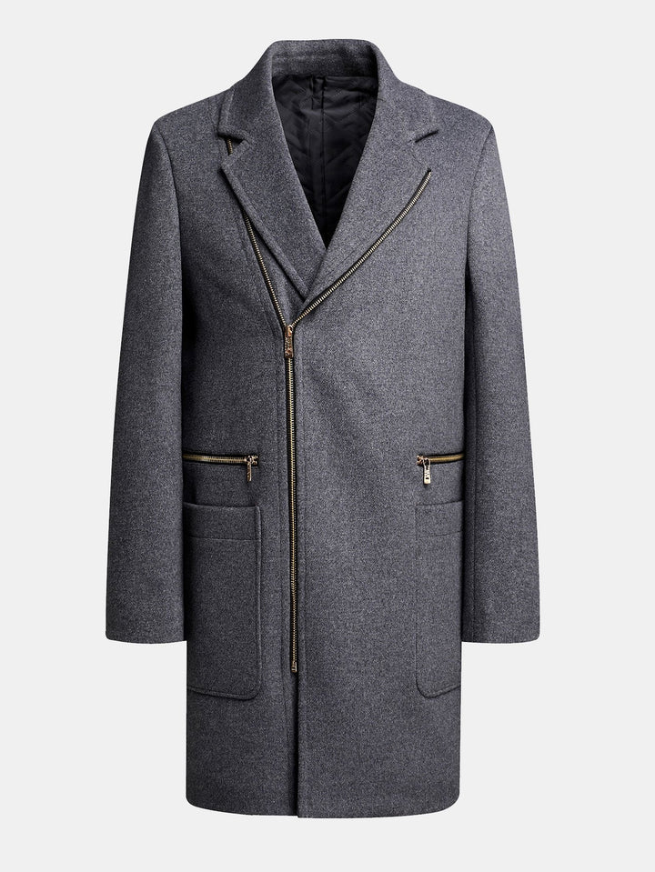 Long Line Wool Blended Overcoat