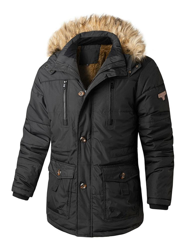 Faux Fur Collar Detachable Hooded Coat