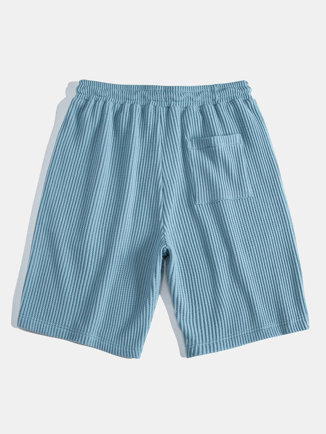 Waffle Johnny Collar Polo With Pocket &amp; Drawstring Knitted Waffle Shorts