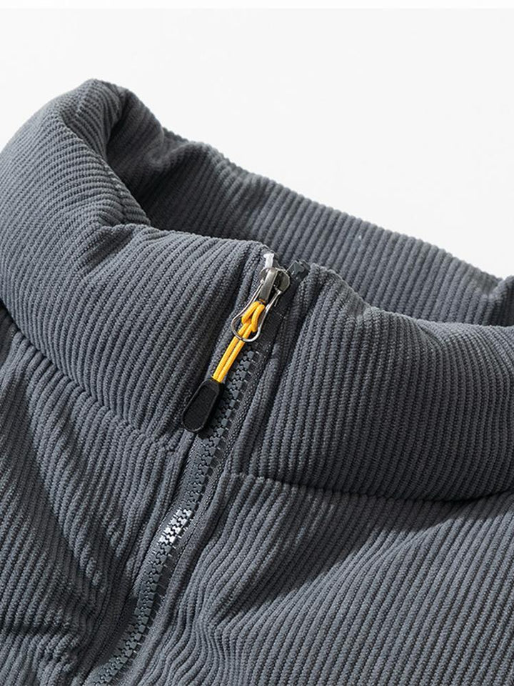 Funnel Neck Corduroy Puffer Coat