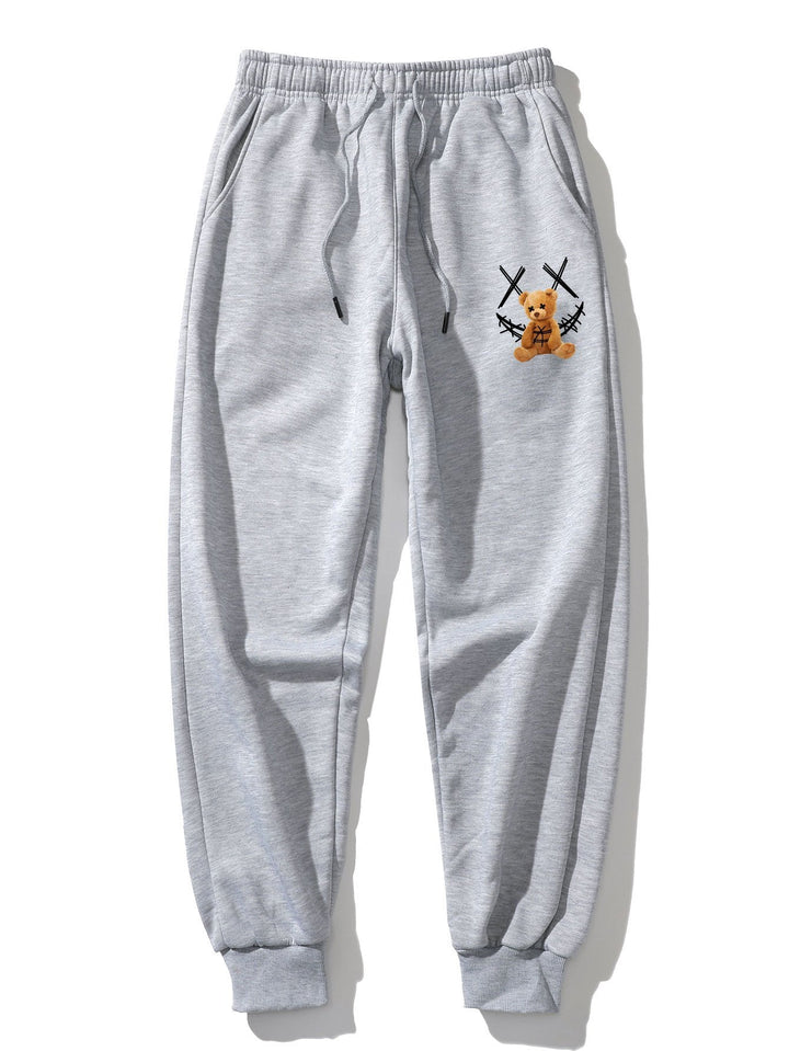 Graffiti Smiley Bear Print Jogger Pants