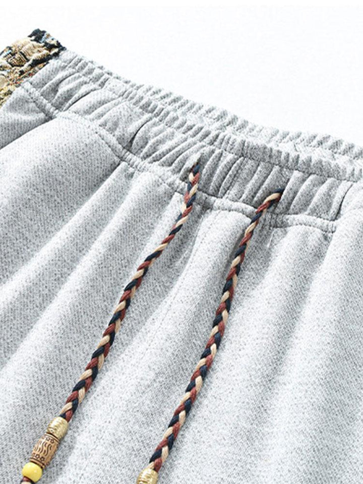 Bear Print Patchwork Straight Leg Pants