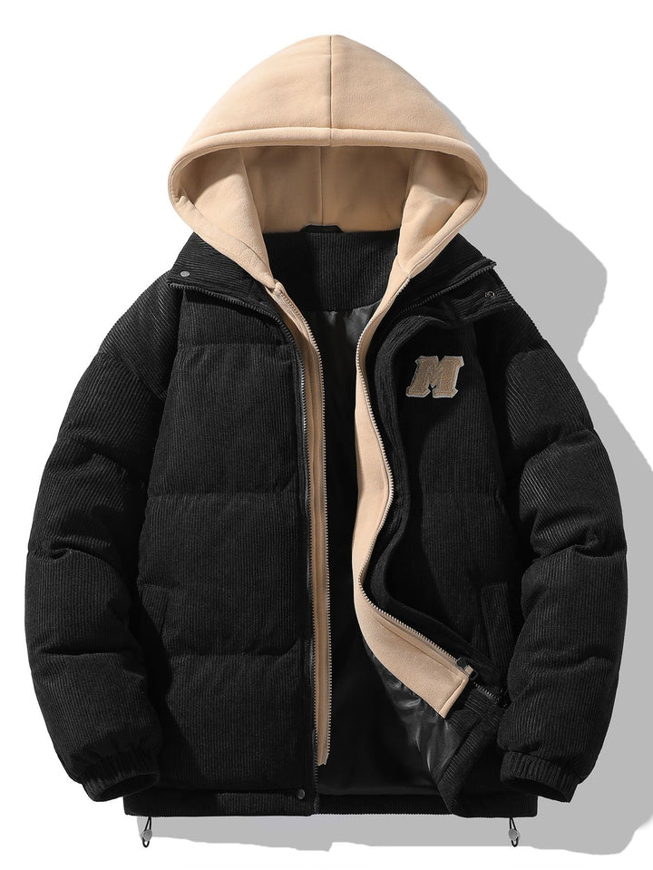 Corduroy Hooded Puffer Coat