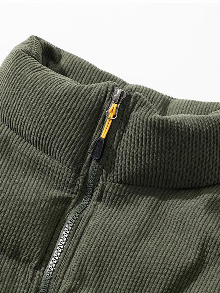 Funnel Neck Corduroy Puffer Coat