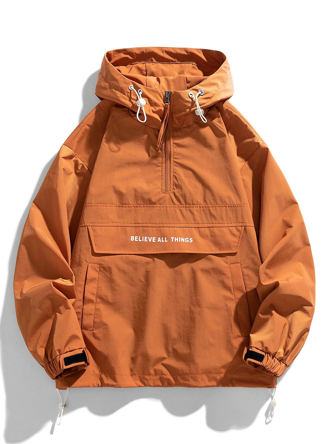 Quarter-Zip Nylon Hooded Windbreaker