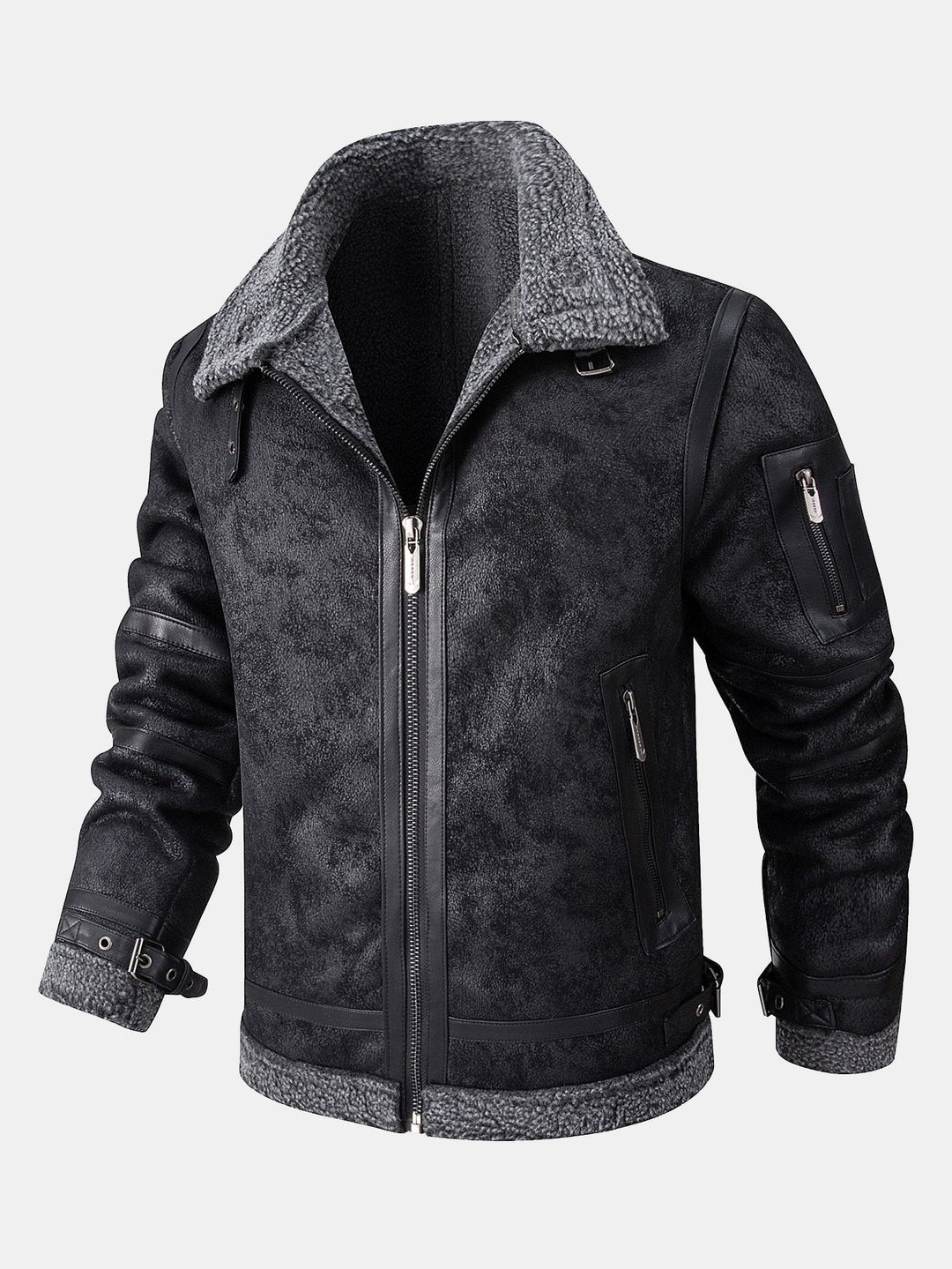 Faux Fur Lined Suede Jacket