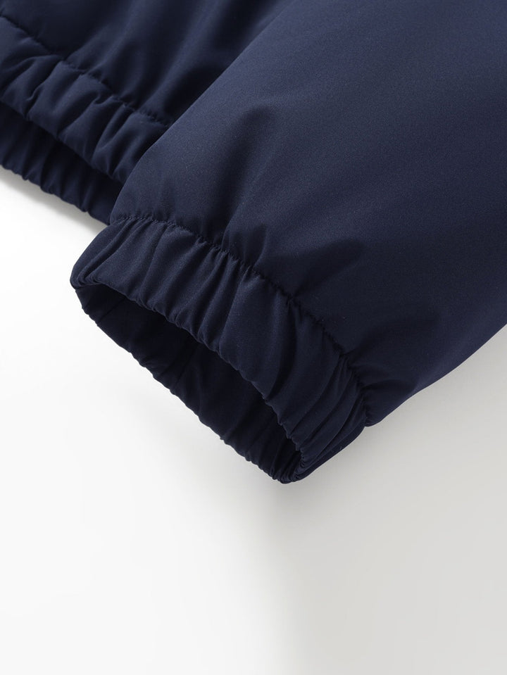 Teddy Fleece Lined Color Block Hooded Windbreaker