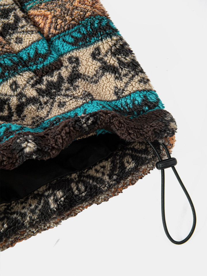 Teddy Fleece Ethnic Print Coat