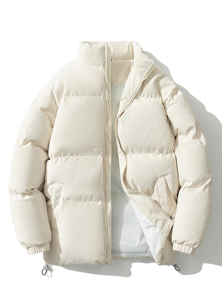 Funnel Neck Corduroy Puffer Coat