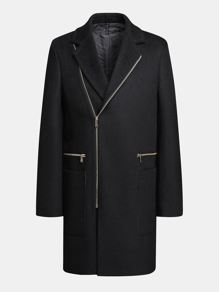 Long Line Wool Blended Overcoat