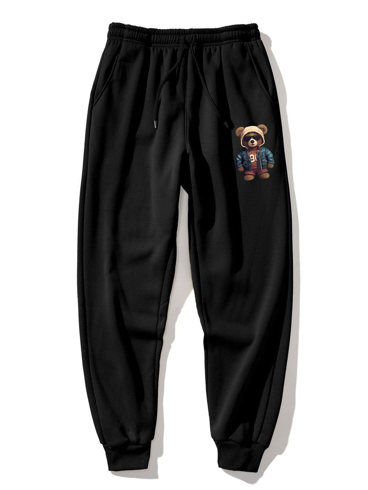 Bear In Leather Jacket Print Jogger Pants
