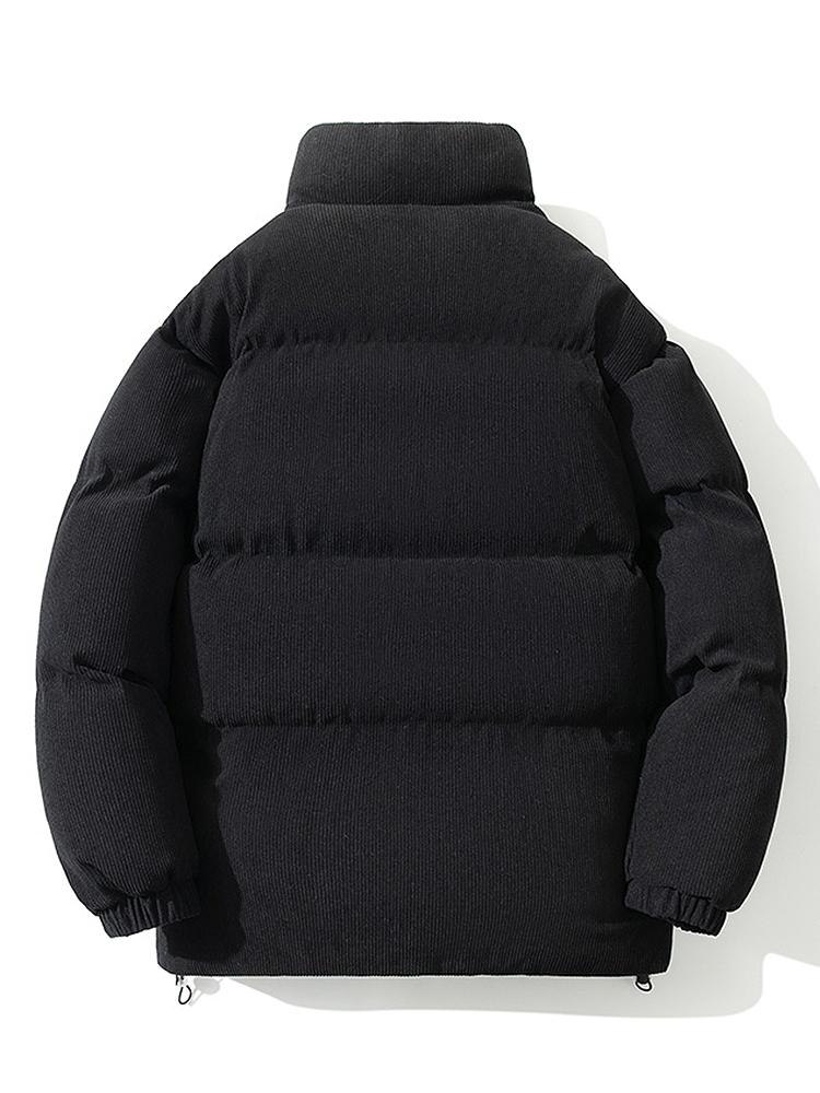 Funnel Neck Corduroy Puffer Coat