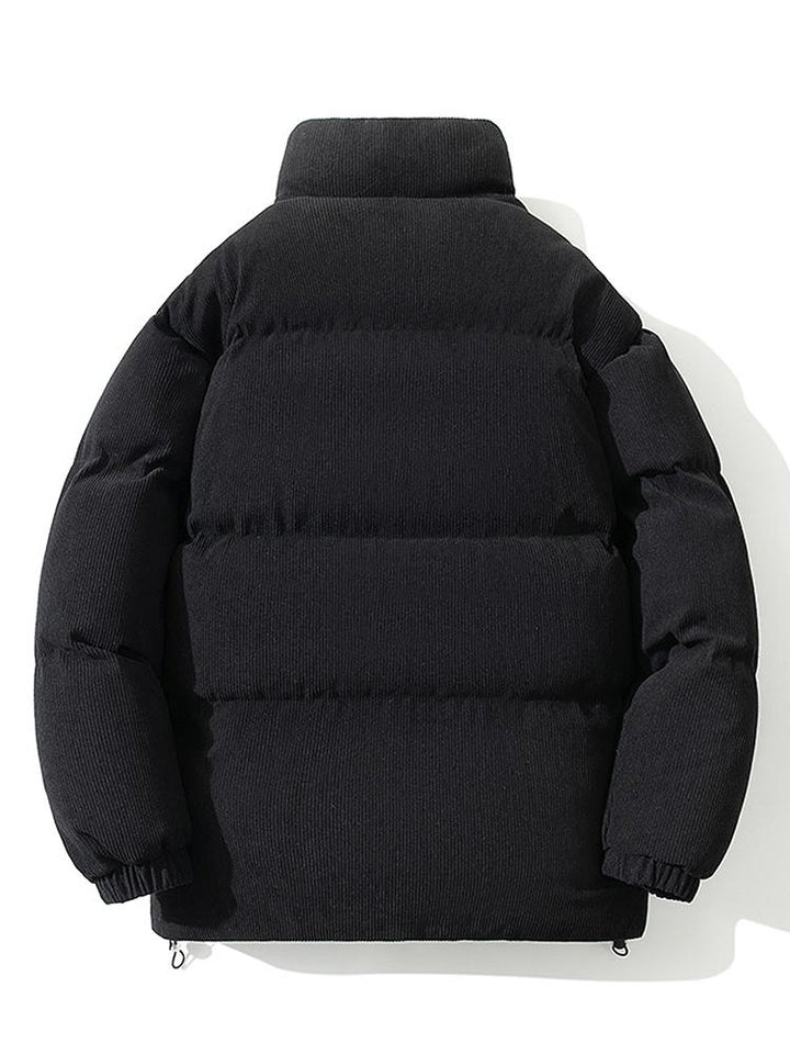 Funnel Neck Corduroy Puffer Coat