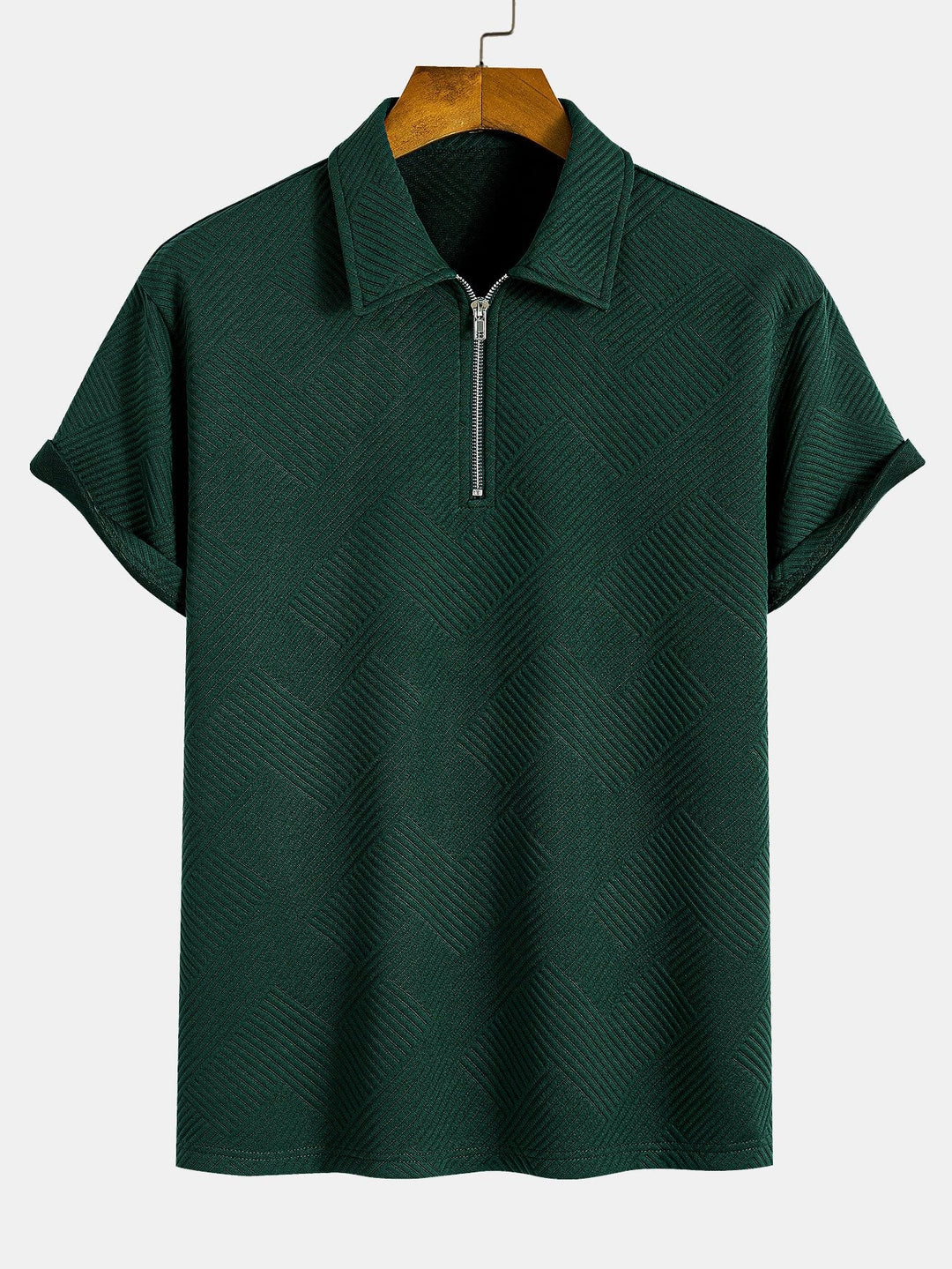 Stripe Jacquard Zip Up Polo &amp; Shorts