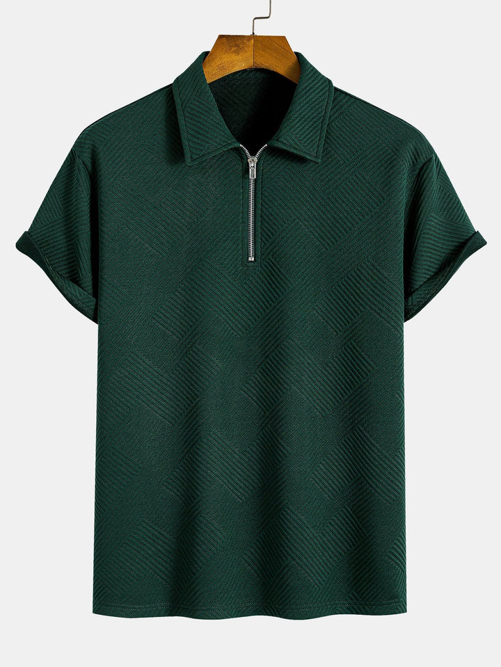 Stripe Jacquard Zip Up Polo &amp; Shorts