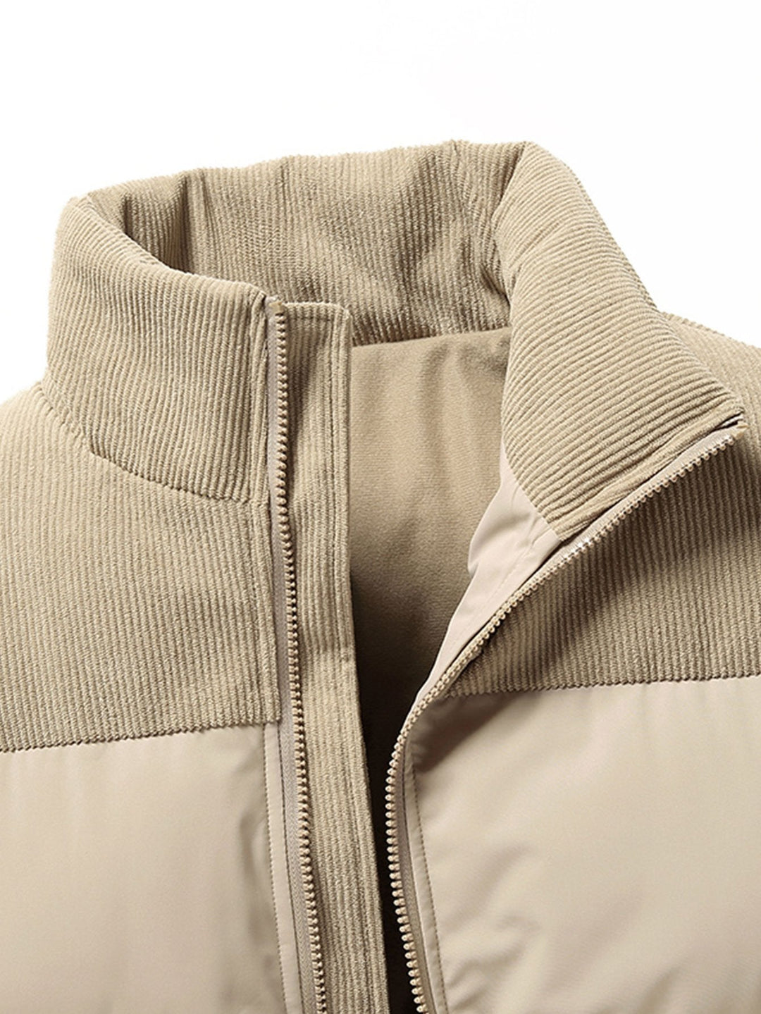 Corduroy Patchwork Puffer Jacket