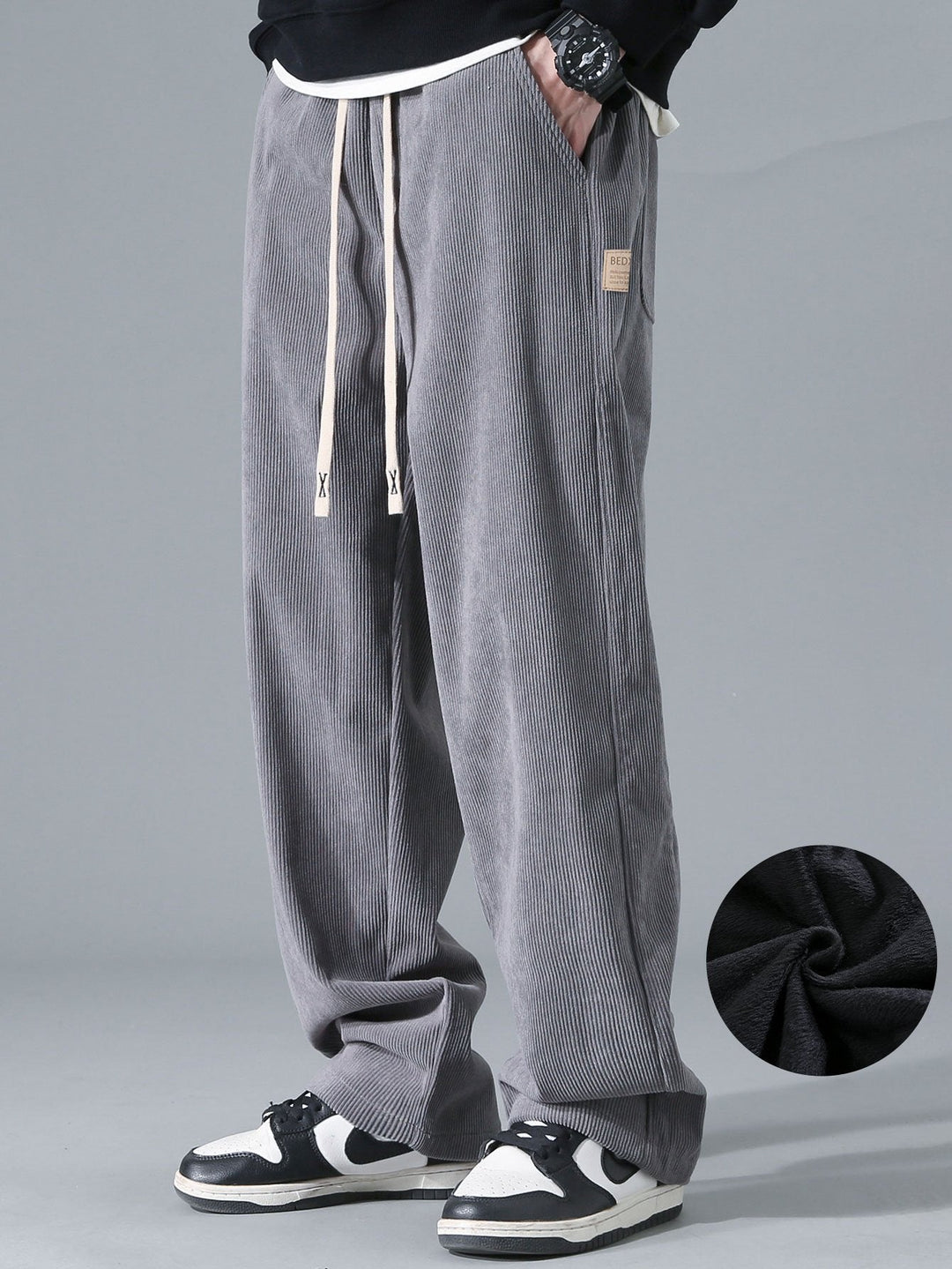 Polar Fleece Lined Straight Leg Corduroy Pants