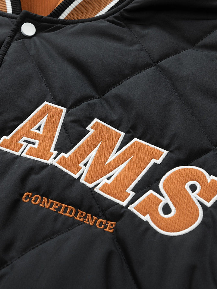 2 in 1 Quilted Hooded Baseball Jacket