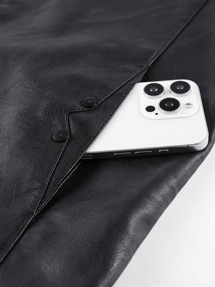 PU Leather Stand Collar Jacket