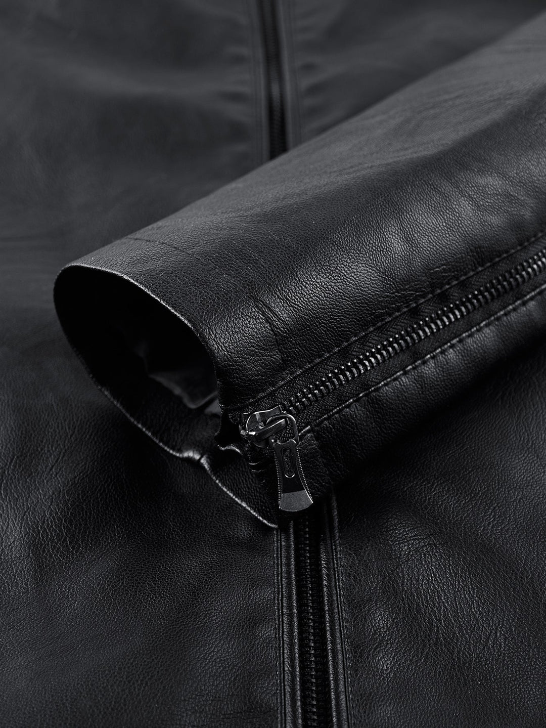 PU Leather Stand Collar Jacket